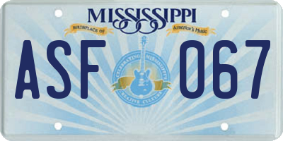 MS license plate ASF067