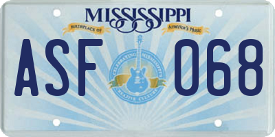 MS license plate ASF068