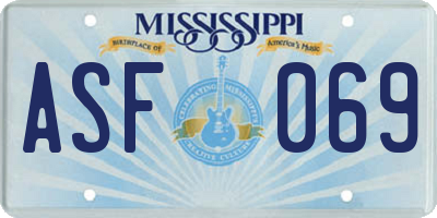 MS license plate ASF069