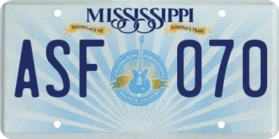 MS license plate ASF070