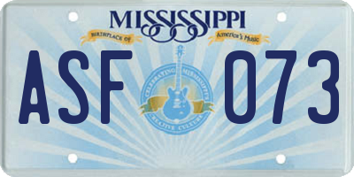 MS license plate ASF073