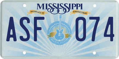 MS license plate ASF074