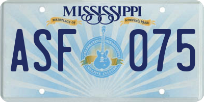 MS license plate ASF075