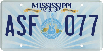 MS license plate ASF077