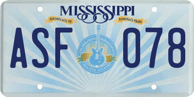 MS license plate ASF078