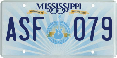 MS license plate ASF079