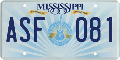 MS license plate ASF081