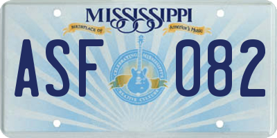 MS license plate ASF082