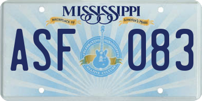 MS license plate ASF083