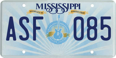 MS license plate ASF085