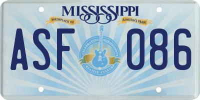 MS license plate ASF086