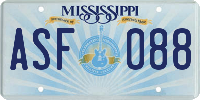 MS license plate ASF088