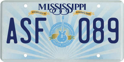 MS license plate ASF089