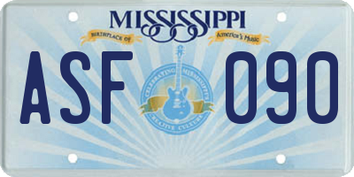MS license plate ASF090
