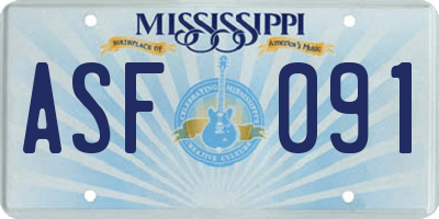 MS license plate ASF091