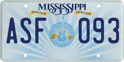 MS license plate ASF093