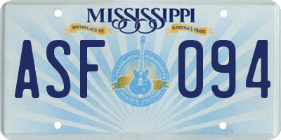 MS license plate ASF094
