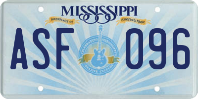 MS license plate ASF096