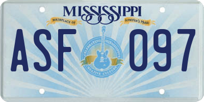MS license plate ASF097