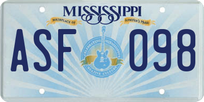 MS license plate ASF098