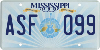 MS license plate ASF099