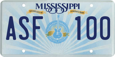 MS license plate ASF100