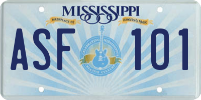 MS license plate ASF101