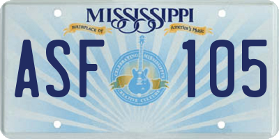 MS license plate ASF105