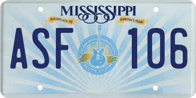 MS license plate ASF106