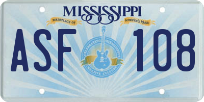 MS license plate ASF108