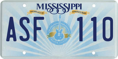 MS license plate ASF110