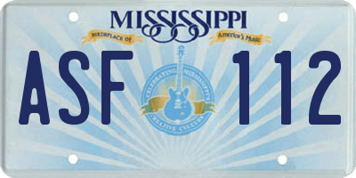 MS license plate ASF112