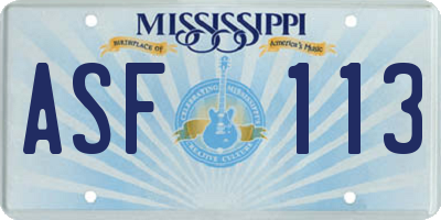 MS license plate ASF113