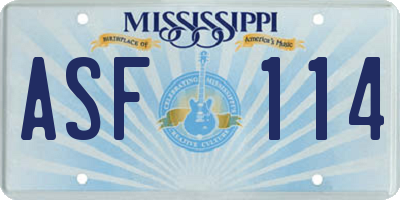 MS license plate ASF114