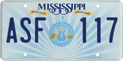 MS license plate ASF117