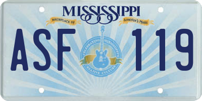 MS license plate ASF119