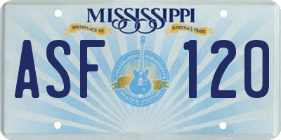 MS license plate ASF120
