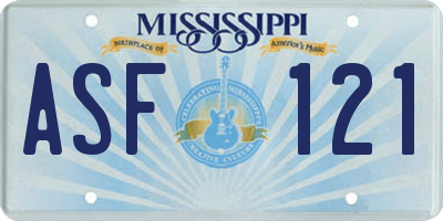 MS license plate ASF121
