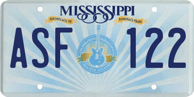 MS license plate ASF122