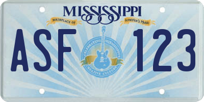 MS license plate ASF123