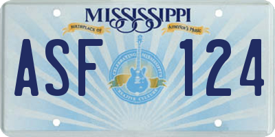 MS license plate ASF124