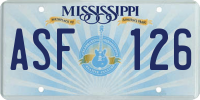 MS license plate ASF126