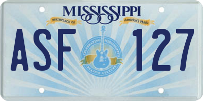 MS license plate ASF127