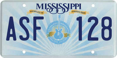 MS license plate ASF128