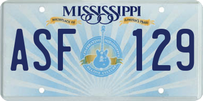 MS license plate ASF129
