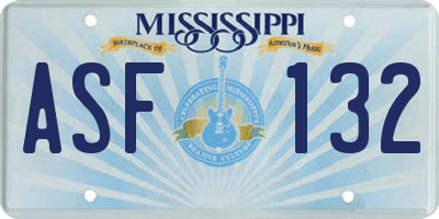 MS license plate ASF132