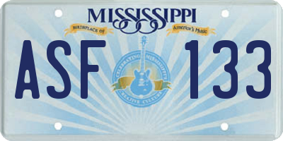 MS license plate ASF133