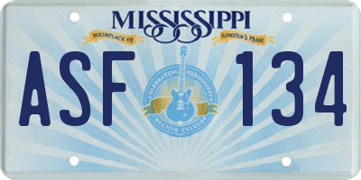 MS license plate ASF134