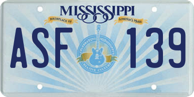 MS license plate ASF139