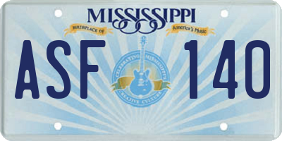MS license plate ASF140